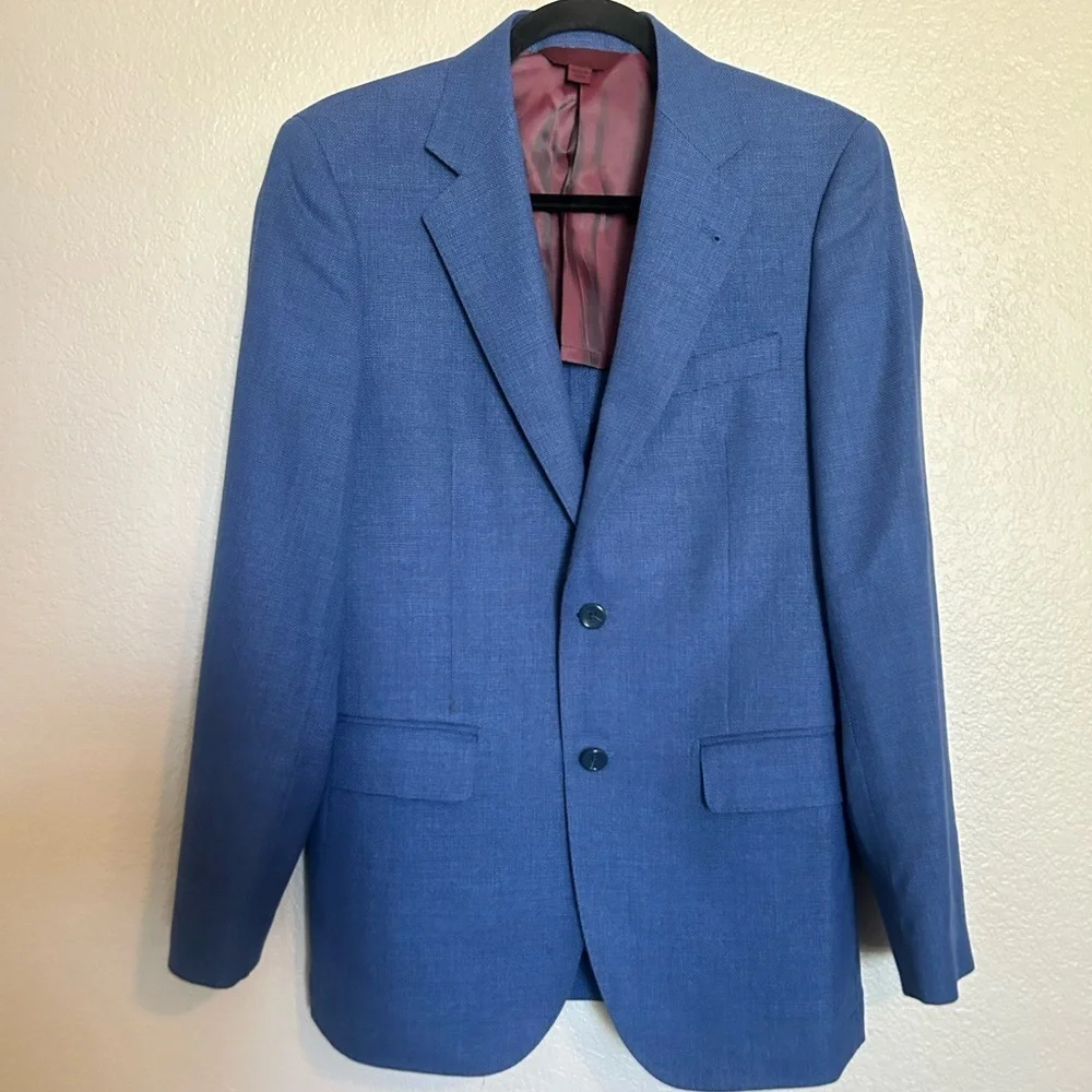 Trend Maxman Italian Drago Blue Wool Blazer -38R- Classic Tailored Jacket